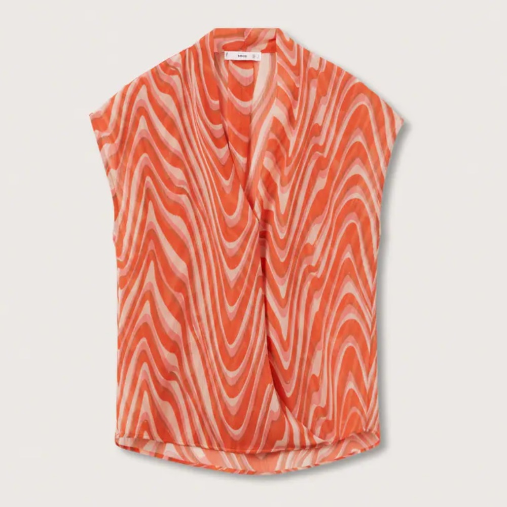 Mango draped swirl wrap top NWT